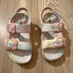 Cat & Jack Pastel Tie-Dye Buckle Sandals - Pink, Yellow, Blue